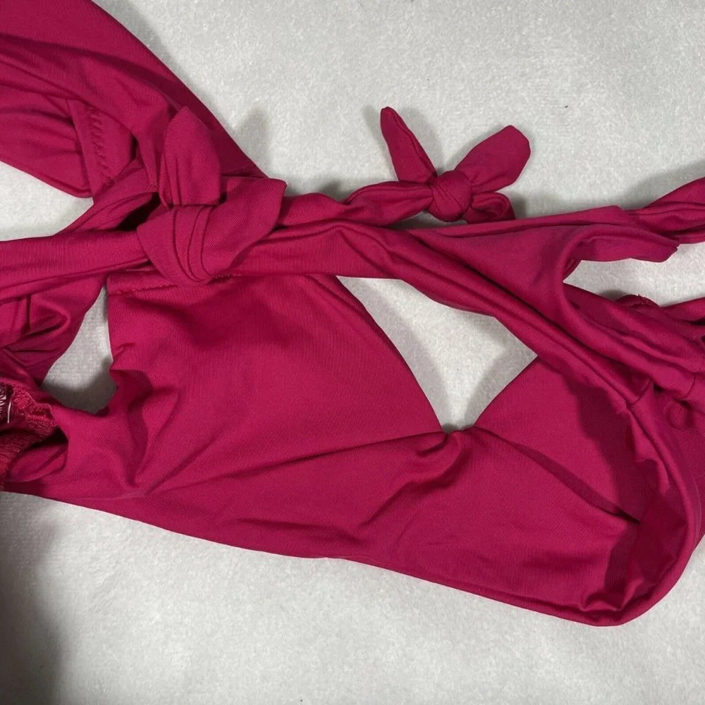 NWD $68 Becca Socialite Off Shoulder Bikini Top Raspberry [‎ Medium ] #3848